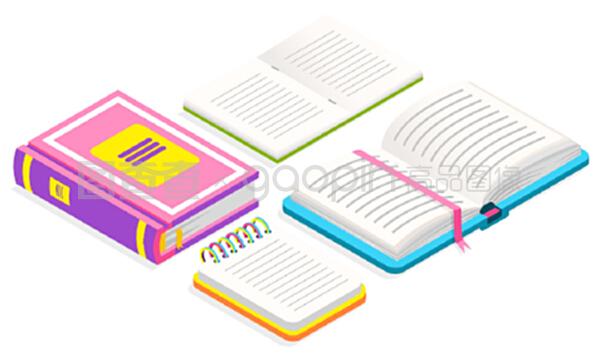 帶絲帶書簽的教育教科書 平面設(shè)計與教學(xué)插圖應(yīng)用